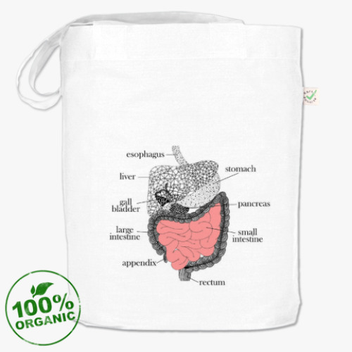 Сумка шоппер с принтом Пищеварительная система