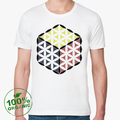 Футболка из органик-хлопка с принтом Цветок Жизни (Flower of life)