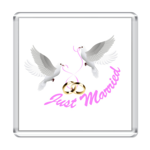 Магнит с принтом Just Married
