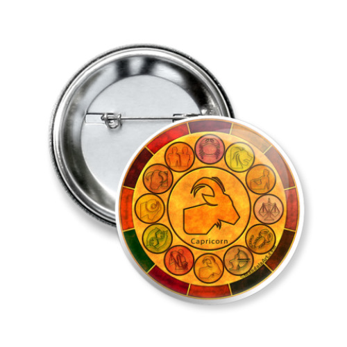Значок 50мм с принтом Козерог