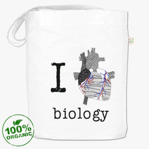 Сумка шоппер с принтом I love BIOLOGY