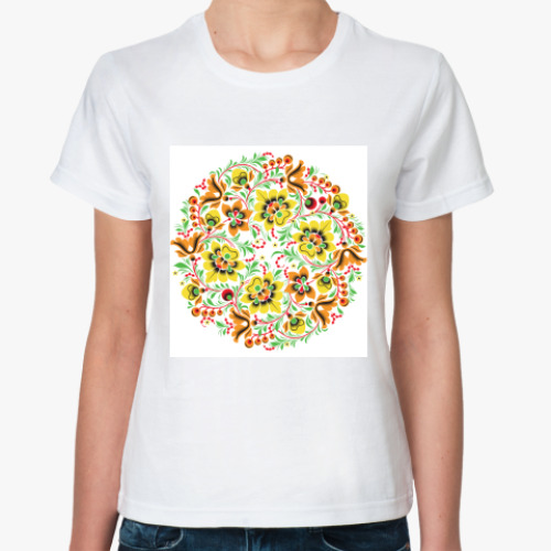 Классическая футболка с принтом Русский народный узор