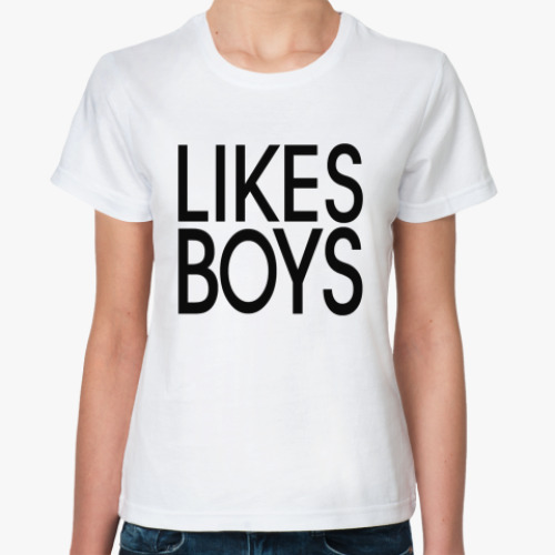 Классическая футболка с принтом Likes boys