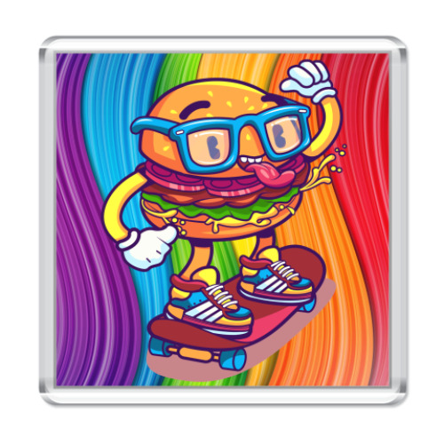 Магнит с принтом Бургер Скейтер