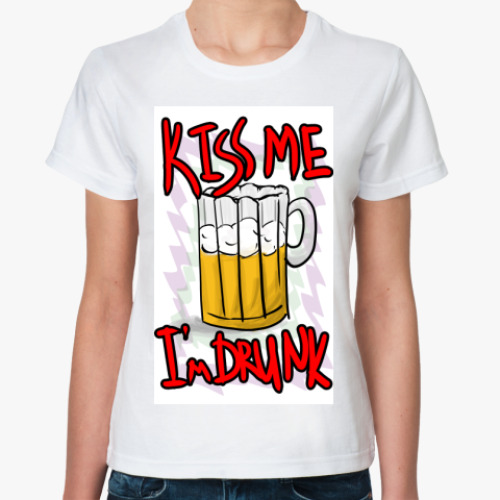 Классическая футболка с принтом Поцелуй меня