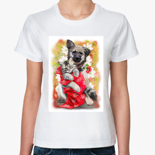 Классическая футболка с принтом Дружба