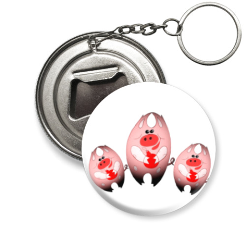 Брелок-открывашка с принтом Свинни Хрю с елочной игрушкой