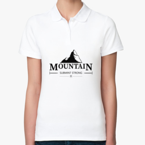 Женская рубашка поло (печать) с принтом Горы. Знак.(Mountain)
