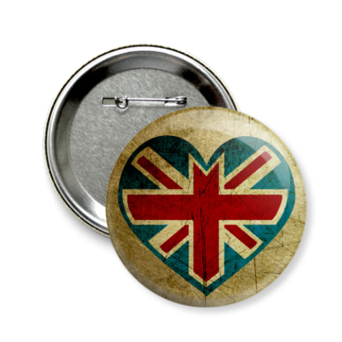 Значок 58мм с принтом  'UK'