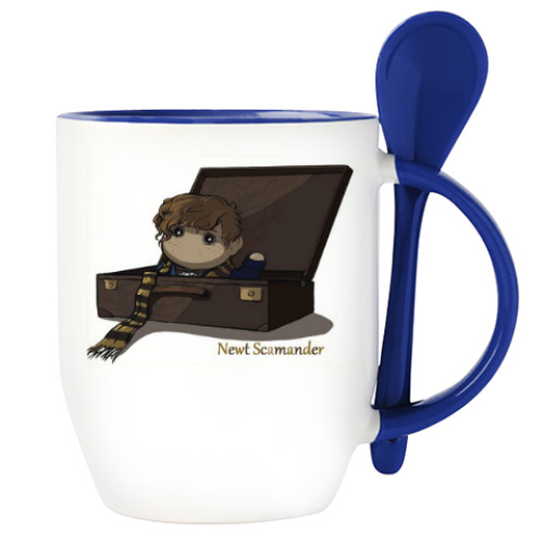 Кружка с ложкой с принтом Newt Scamander