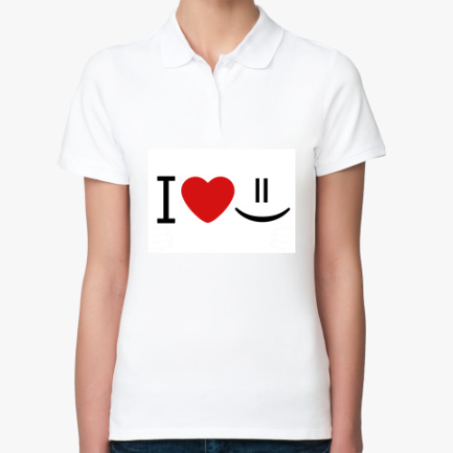 Женская рубашка поло (печать) с принтом smile