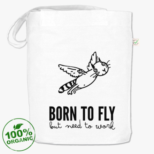 Сумка шоппер с принтом Рождён летать (но надо работать)