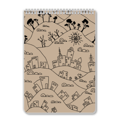 Блокнот с принтом Кофейный город