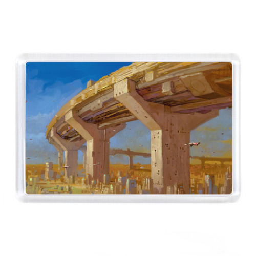 Магнит с принтом Футуристический мост