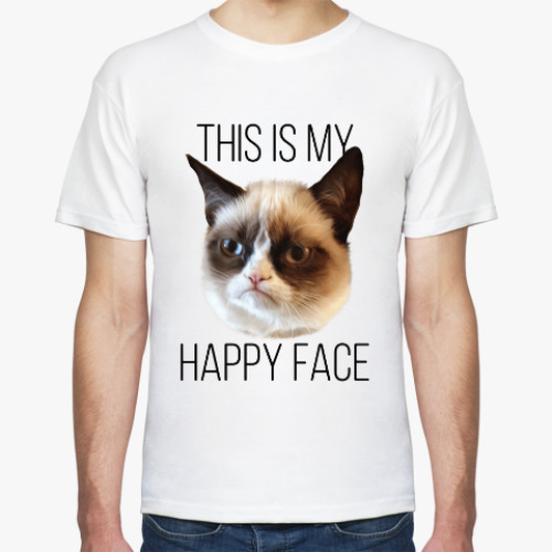 Футболка с принтом This is my happy face. Grumpy cat
