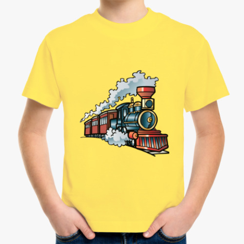Детская футболка с принтом Старинный паровоз