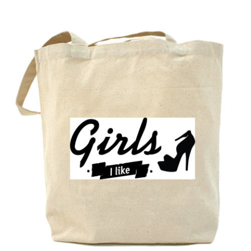 Сумка шоппер с принтом 'Girls I like'