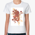 Классическая женская футболка Цветы и бабочки