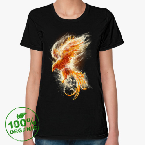 Женская футболка из органик-хлопка с принтом Птица Феникс Fenix bird