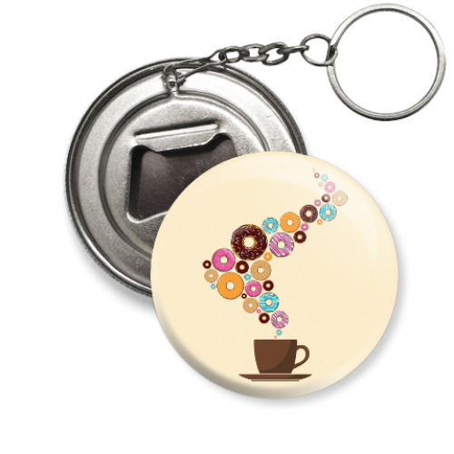 Брелок-открывашка с принтом Кофе с пончиками