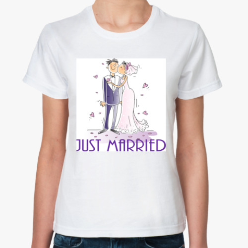 Классическая футболка с принтом Just Married