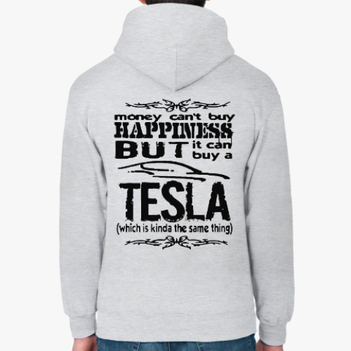 Толстовка худи с принтом Tesla