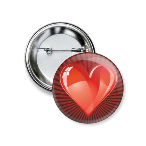 Значок 37мм с принтом Сердце