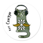 Кот связист в наушниках