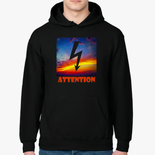 Толстовка худи с принтом Attention