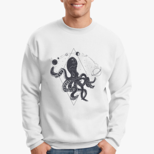 Свитшот с принтом Осьминог и космос