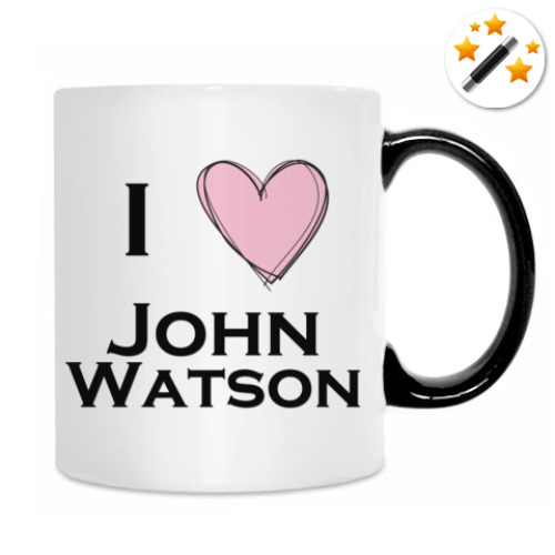 Кружка-хамелеон с принтом I <3 John Watson