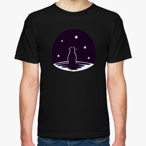 Футболка с принтом Кот и звезды