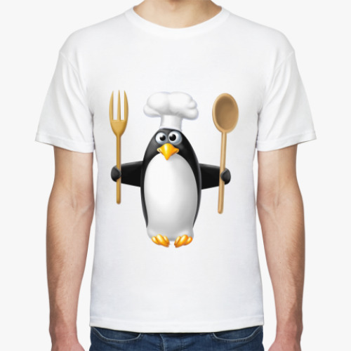 Футболка с принтом Пингвин повар
