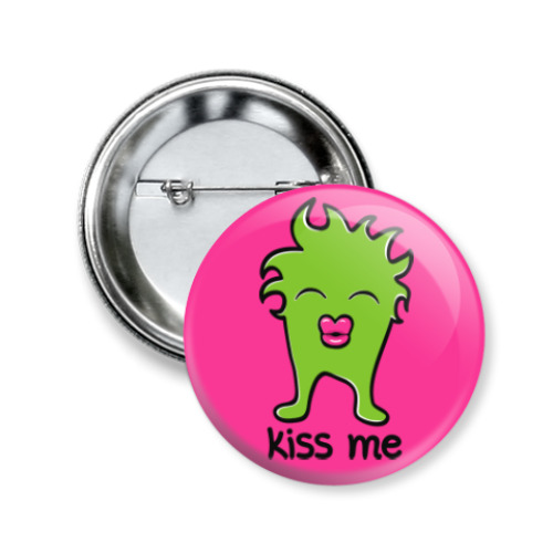 Значок 50мм с принтом Kiss me