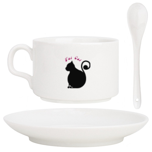 Кофейный набор с принтом Толстый кот