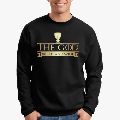 Свитшот с принтом The God of Tits and Wine