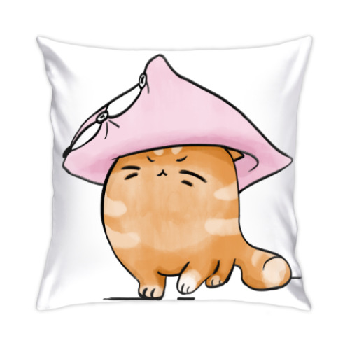 Подушка с принтом Кот Мягкот, рыжий живот!