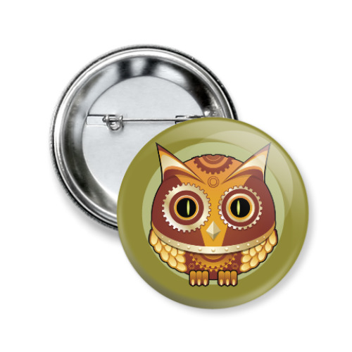 Значок 50мм с принтом Steam Owl