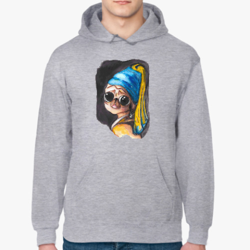 Толстовка худи с принтом Мопс