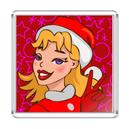 Магнит с принтом  Снегурочка Виктори