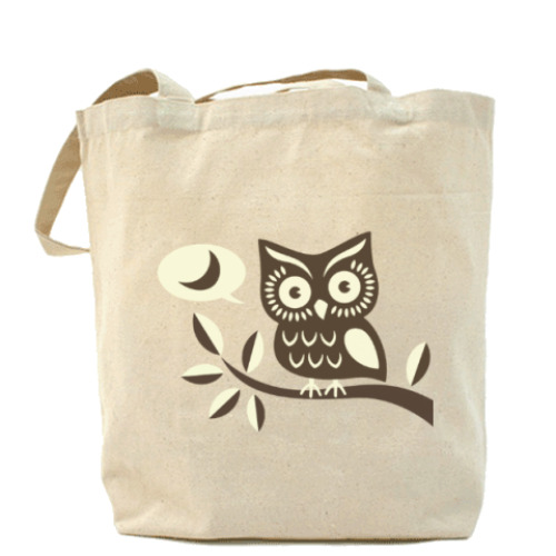 Сумка шоппер с принтом Сова на ветке