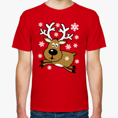 Футболка с принтом Олень в грациозном прыжке