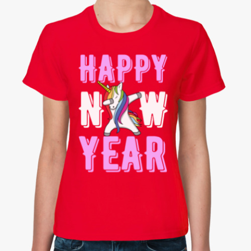 Женская футболка с принтом HAPPY NEW YEAR