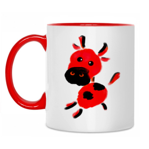 Кружка с принтом Красный телёнок
