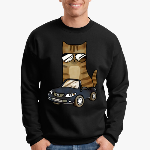 Свитшот с принтом Крутой кот за рулём автомобиля