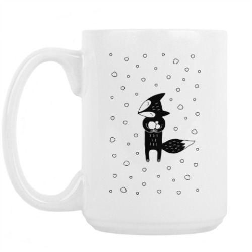 Кружка с принтом Лисенок и снегопад