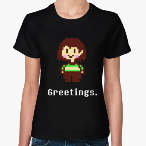 Женская футболка с принтом Chara. Greetings