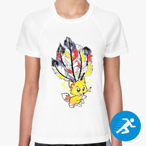 Женская спортивная футболка с принтом Лисёнок