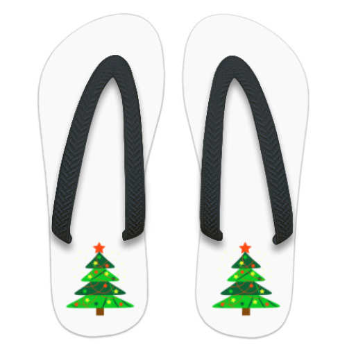 Шлепанцы (сланцы) с принтом Новогодняя ёлка