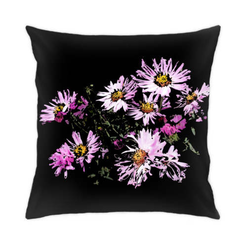 Подушка с принтом Арт-хризантемы